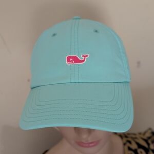 Vineyard Vines Mint Green Baseball Cap Pink Whale Adjustable Ponytail Hat